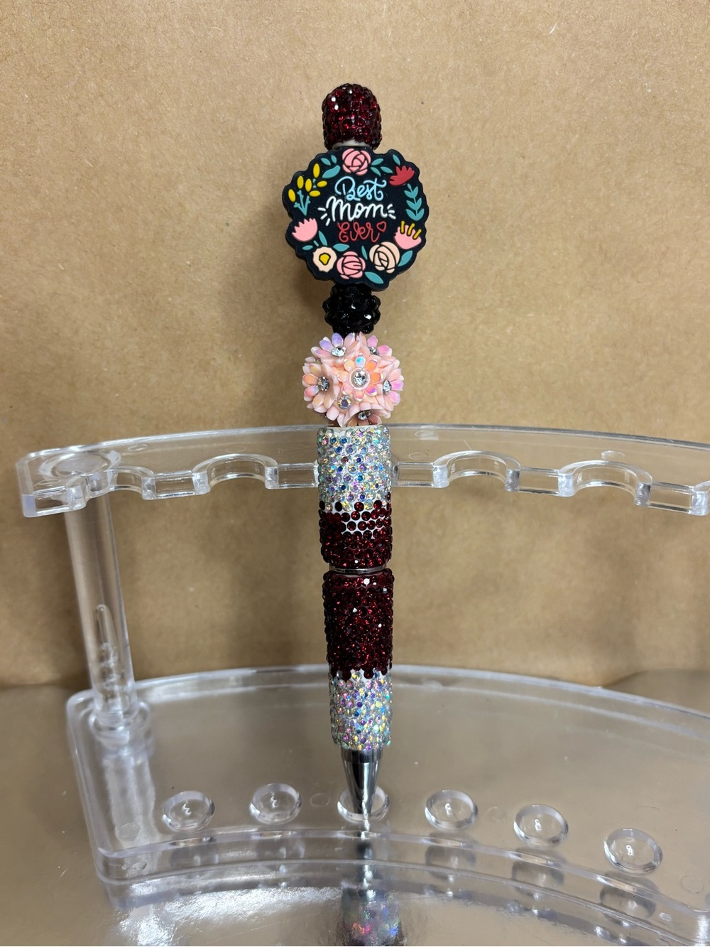 Best Mom Ever Decorative Crystal Pen - Pink, Red, Black